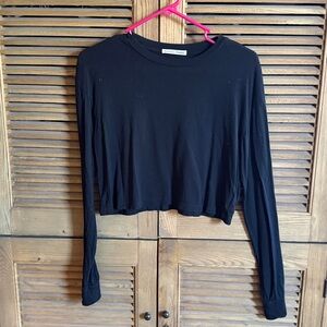 Reformation Black Cropped Long-Sleeve Tee SEXY SOFT